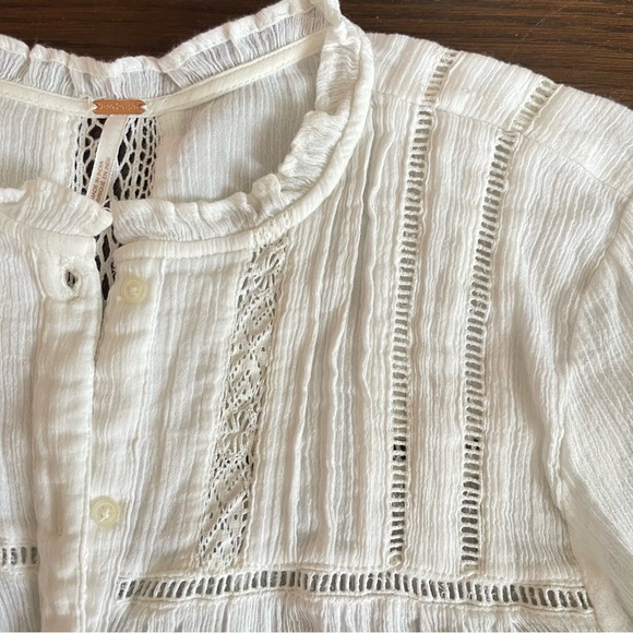 Free People Long Sleeve Button Down Gauze Top M - Picture 3 of 9
